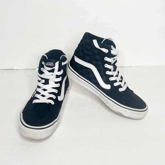 VANS Filmore Hi Embroidered Sneakers High Top Black Grey Red Kids Sz US 2 UK 1.5 - Picture 10 of 11